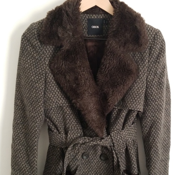 ASOS Fur Trim Long Jacket - Picture 3 of 7